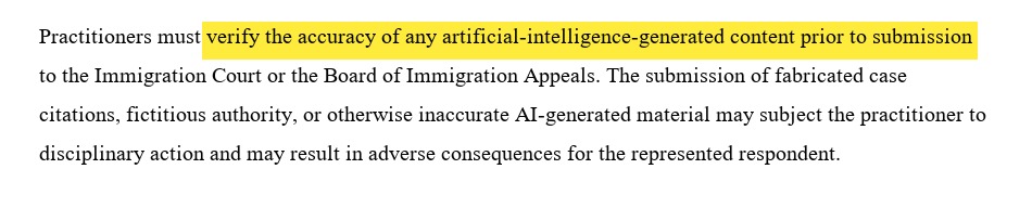 Representative text from EOIR AI guidance, highlighted — IXSOR rendering