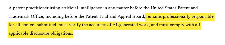 Representative text from PTAB AI guidance, highlighted — IXSOR rendering