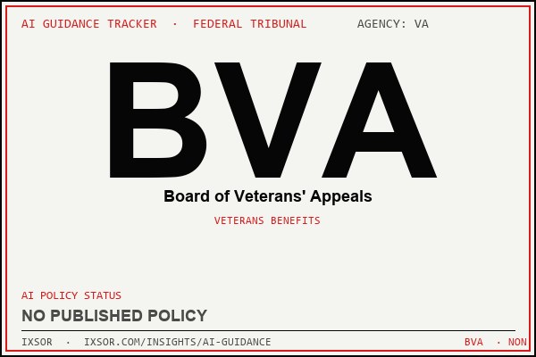 BVA (Board of Veterans' Appeals) AI guidance status badge — IXSOR