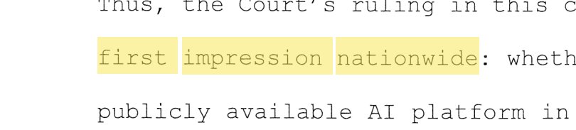 Excerpt from United States v. Heppner showing Judge Rakoff's framing of the issue as one of first impression nationwide and his answer in the negative, with the operative phrases highlighted in yellow
