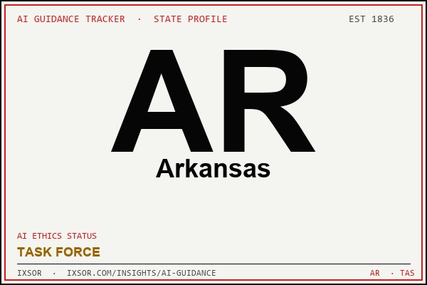 Arkansas AI ethics guidance status badge — IXSOR