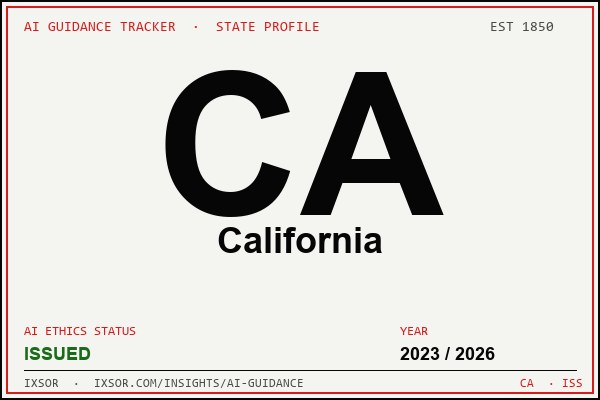 California AI ethics guidance status badge — IXSOR