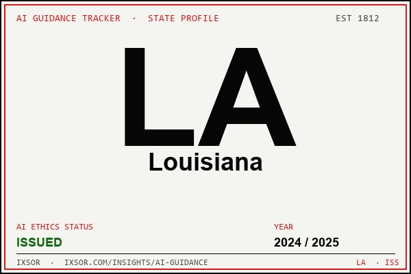 Louisiana AI ethics guidance status badge — IXSOR