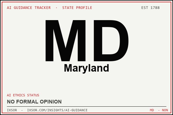 Maryland AI ethics guidance status badge — IXSOR