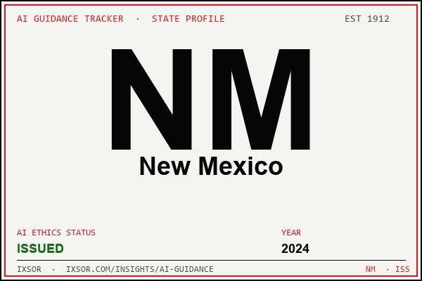 New Mexico AI ethics guidance status badge — IXSOR