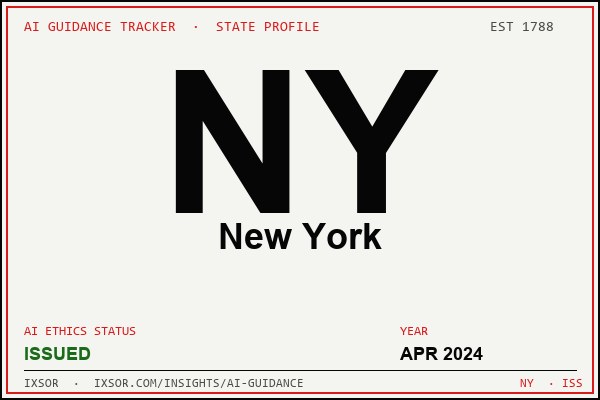 New York AI ethics guidance status badge — IXSOR