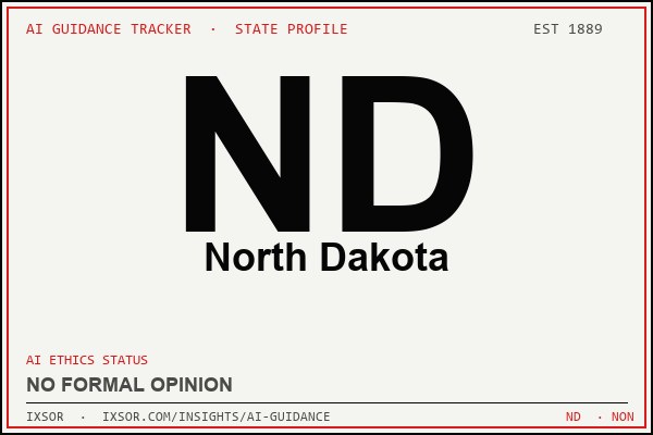 North Dakota AI ethics guidance status badge — IXSOR