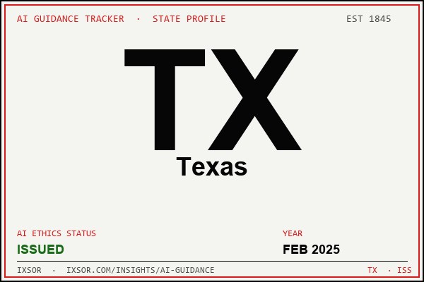 Texas AI ethics guidance status badge — IXSOR
