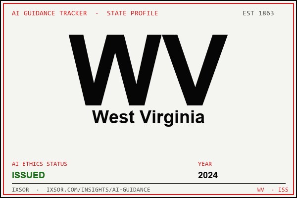 West Virginia AI ethics guidance status badge — IXSOR